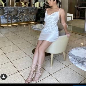 PAIVA SLIP DRESS IN SATIN IVORY